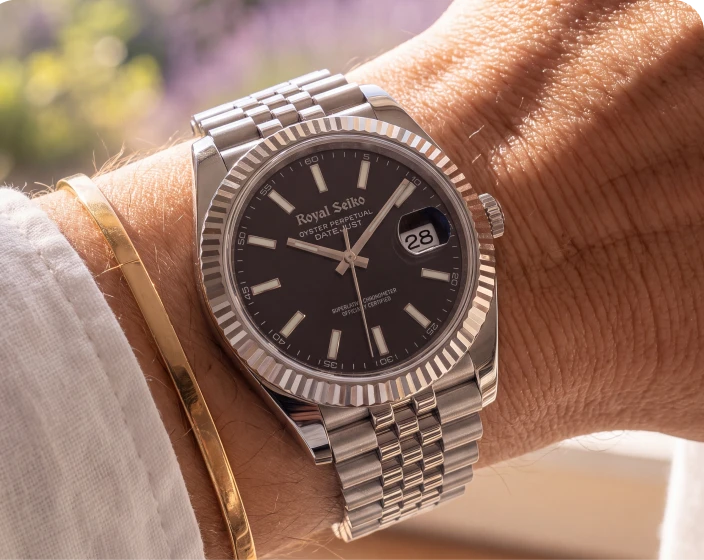 Royal Seiko date watch on a wrist