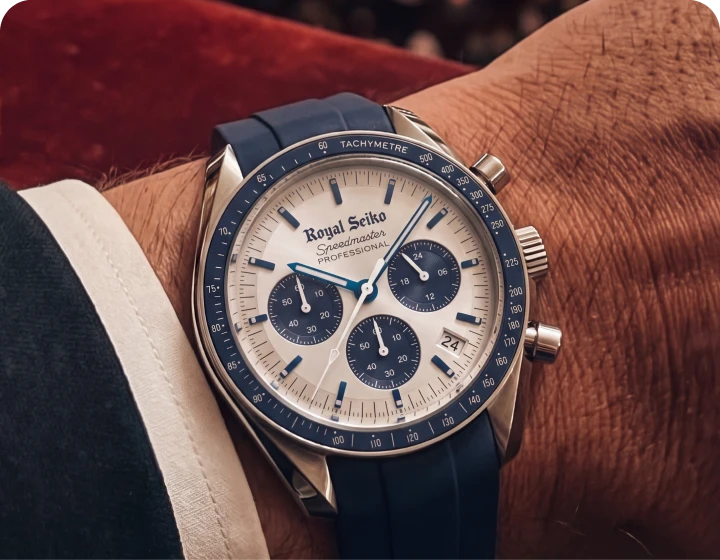 Royal Seiko chronograph with a blue strap