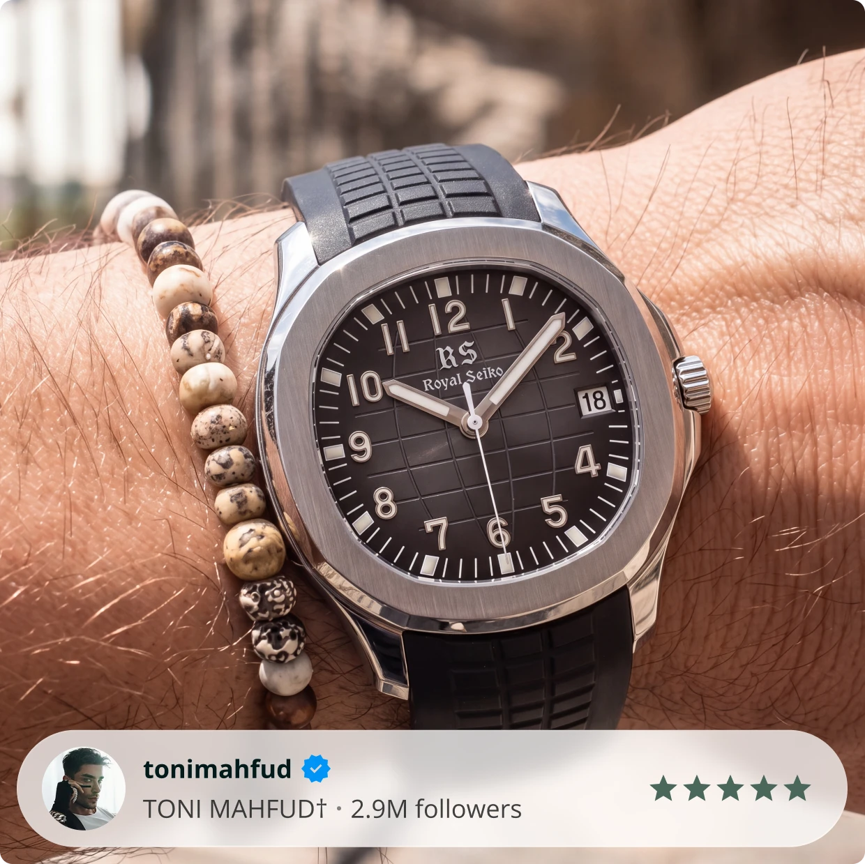 TONI MAHFUD† wearing a Royal Seiko watch