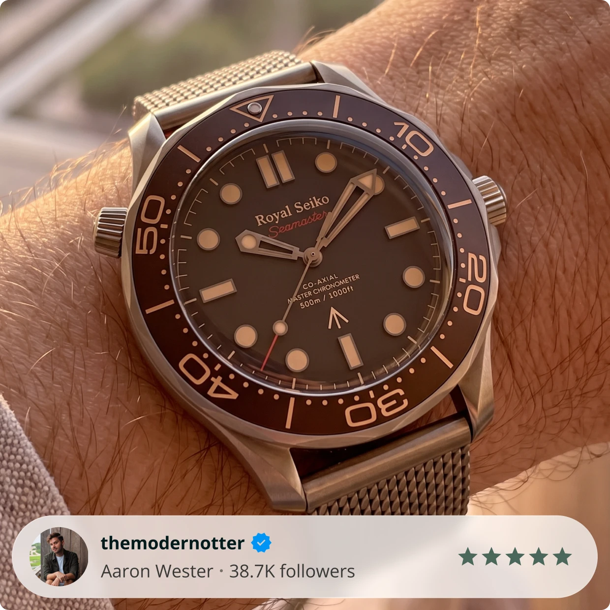 Aaron Wester wearing a Royal Seiko watch